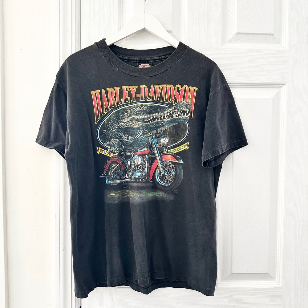 Harley Davidson Vtg 1993 RK Stratman Gator Chosa's Mesa Arizona Tee Large
